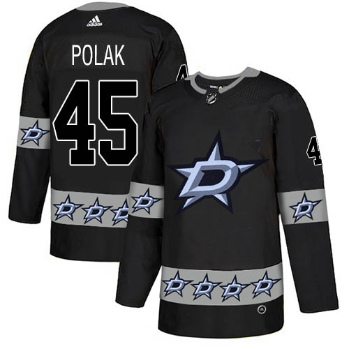 Adidas Men Dallas Stars 45 Roman Polak Black Authentic Team Logo Fashion Stitched NHL Jersey